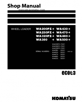 WA480-6(JPN)-FOR KAL S/N 90001-UP Shop (repair) manual (English)