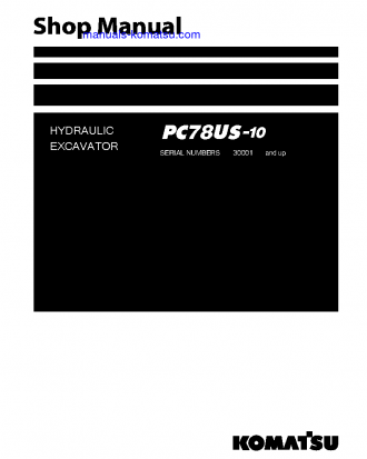 PC78US-10(JPN) S/N 30001-UP Shop (repair) manual (English)