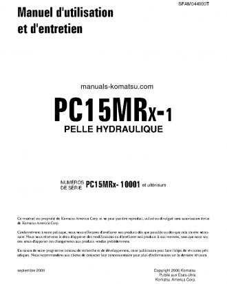 PC15MRX-1(JPN) S/N 10001-UP Operation manual (French)
