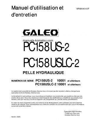 PC158USLC-2(JPN) S/N 10001-UP Operation manual (French)