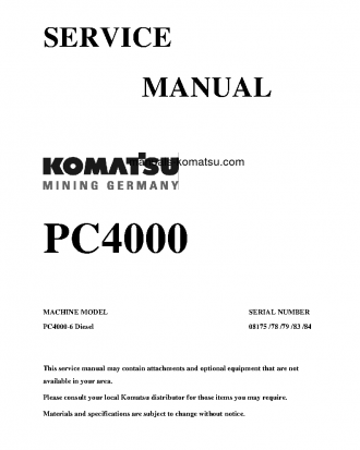 PC4000-6(DEU) S/N 08184-08184 Shop (repair) manual (English)