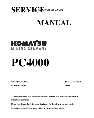 PC4000-6(DEU)-ELECTRIC MOTOR S/N 08165-08165 Shop (repair) manual (English)