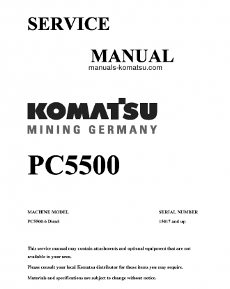 PC5500-6(DEU) S/N 15017-UP Shop (repair) manual (English)