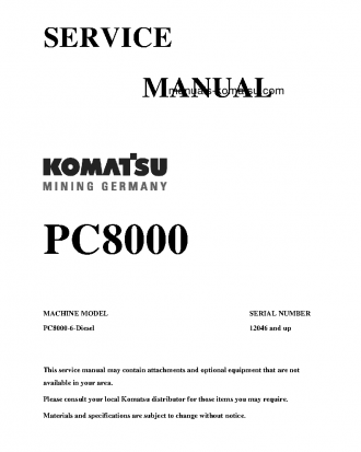 PC8000-6(DEU)-ELECTRIC MOTOR S/N 12046-UP Shop (repair) manual (English)