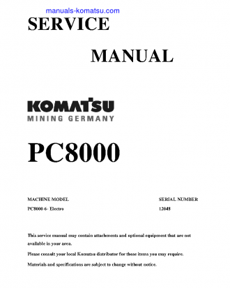 PC8000-6(DEU)-ELECTRIC MOTOR S/N 12048-12048 Shop (repair) manual (English)