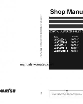 JASC400F-1(JPN)-PULVERIZER S/N 10001-99999 Shop (repair) manual (English)