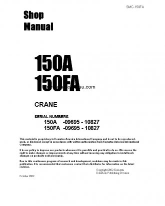 150A S/N U009695-U010827 Shop (repair) manual (English)