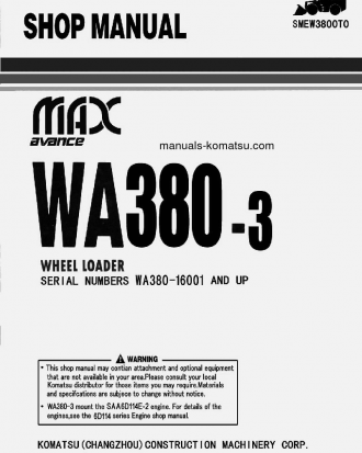 WA380-3(CHN) S/N 16001-UP Shop (repair) manual (English)