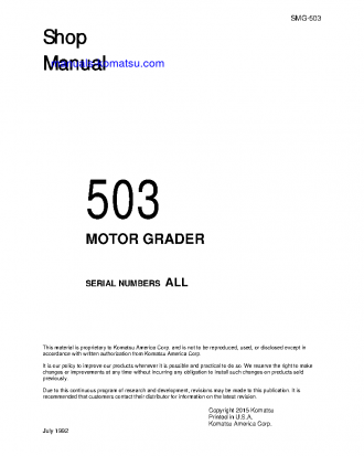 503 S/N 01001-05100 Shop (repair) manual (English)