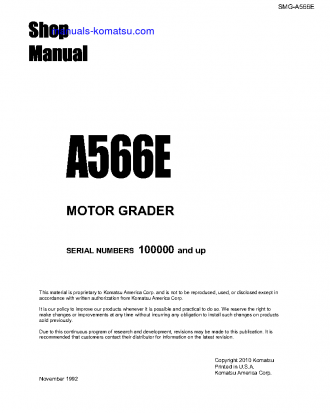 A566E S/N 100000-UP Shop (repair) manual (English)