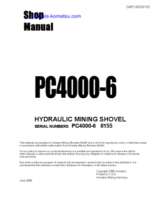 PC4000-6(DEU) S/N 08155 Shop (repair) manual (English)