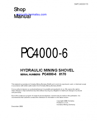 PC4000-6(DEU) S/N 08170 Shop (repair) manual (English)