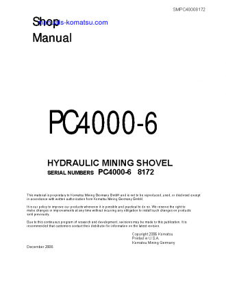 PC4000-6(DEU) S/N 08172 Shop (repair) manual (English)