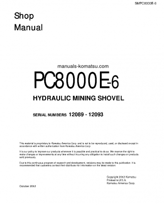 PC8000-6(DEU) S/N 12089-12093 Shop (repair) manual (English)