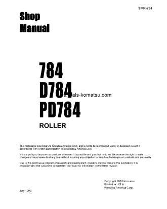 PD784 S/N 452000-UP Shop (repair) manual (English)