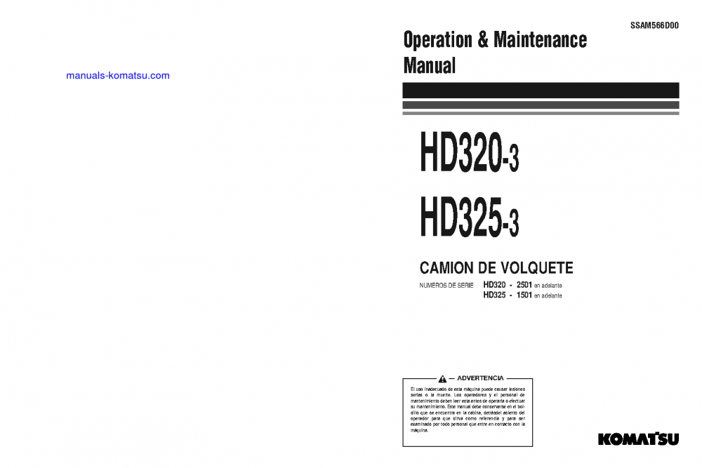 HD325-3(JPN) S/N 1501-1593 Operation manual (Spanish)