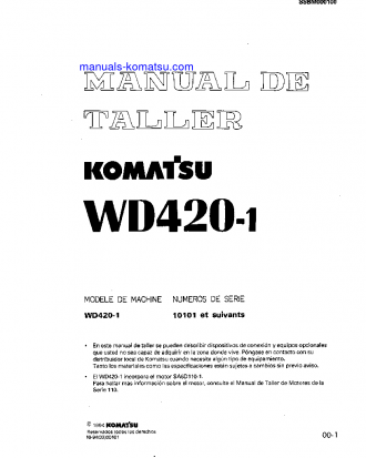 WD420-1(JPN) S/N 10101-UP Shop (repair) manual (Spanish)