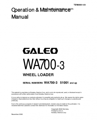 WA700-3(JPN) S/N 51001-51004 Operation manual (English)
