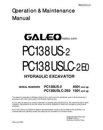 PC138US-2(JPN) S/N 4501-UP Operation manual (English)