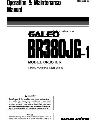 BR380JG-1(JPN) S/N 1201-UP Operation manual (English)