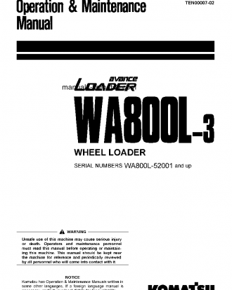 WA800L-3(JPN) S/N 52001-UP Operation manual (English)