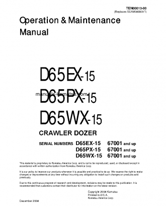 D65EX-15(JPN) S/N 67001-67667 Operation manual (English)