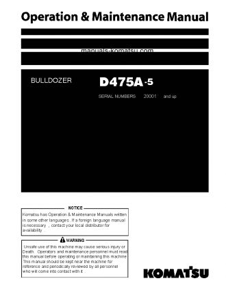 D475A-5(JPN) S/N 20001-UP Operation manual (English)