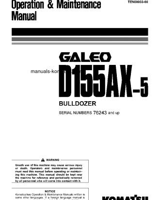 D155AX-5(JPN) S/N 76243-UP Operation manual (English)