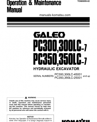 PC300-7(JPN)-SEGMENT- MONITOR S/N 45001-UP Operation manual (English)