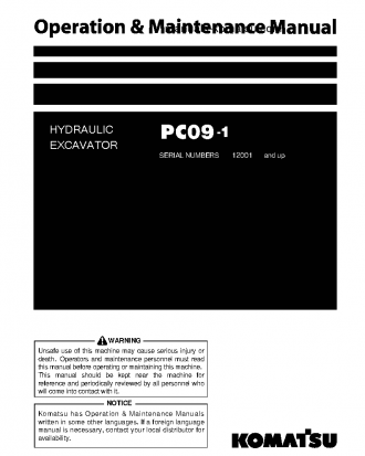 PC09-1(JPN) S/N 12001-14276 Operation manual (English)