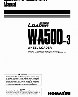 WA500-3(JPN) S/N 52380-UP Operation manual (English)