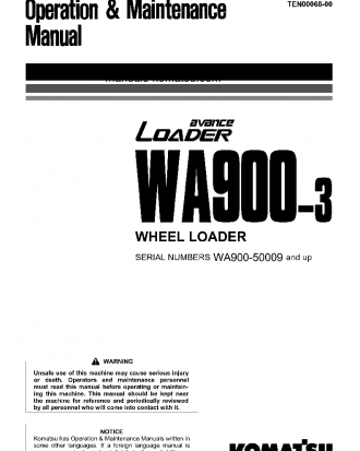 WA900-3(JPN) S/N 50009-UP Operation manual (English)