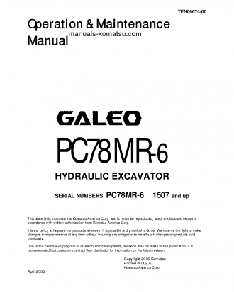 PC78MR-6(JPN) S/N 1507-3252 Operation manual (English)