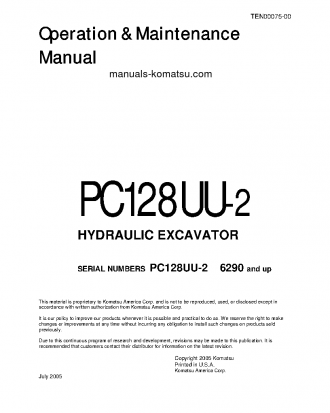 PC128UU-2(JPN) S/N 6290-UP Operation manual (English)