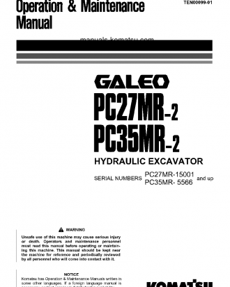 PC35MR-2(JPN)-CAB S/N 5566-6735 Operation manual (English)