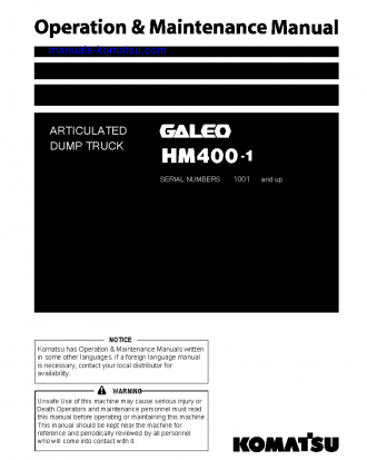 HM400-1(JPN) S/N 1001-1275 Operation manual (English)