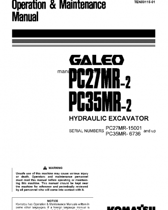 PC27MR-2(JPN)-FOR CAB S/N 15001-17901 Operation manual (English)