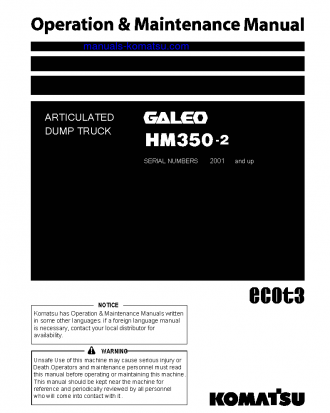 HM350-2(JPN) S/N 2001-2163 Operation manual (English)