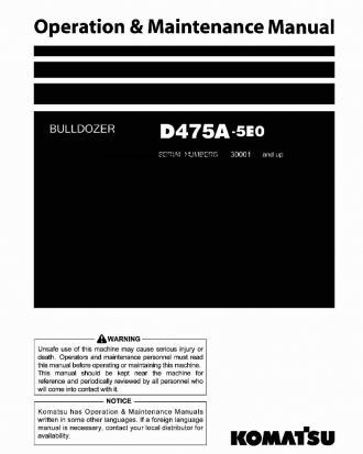D475A-5(JPN)-E0 S/N 30001-30070 Operation manual (English)
