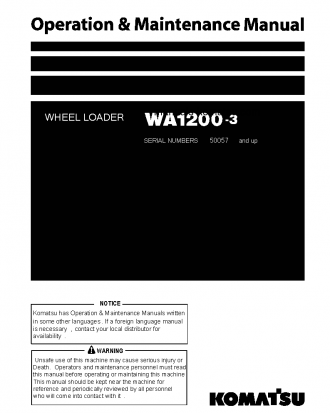 WA1200-3(JPN) S/N 50057-50074 Operation manual (English)