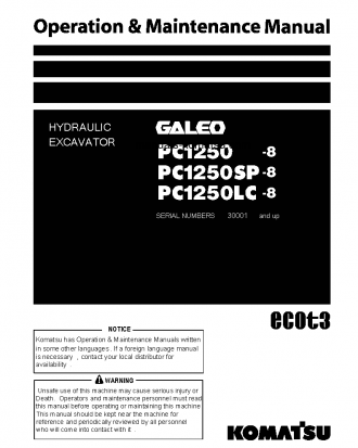PC1250LC-8(JPN) S/N 30001-UP Operation manual (English)