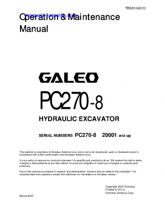 PC270-8(JPN) S/N 20001-UP Operation manual (English)