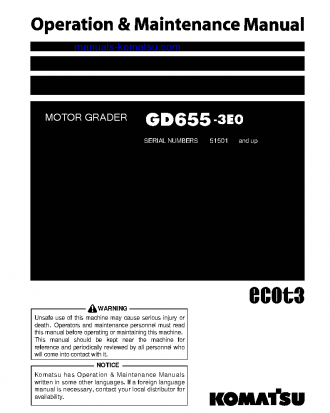 GD655-3(JPN)-E0 S/N 51501-51922 Operation manual (English)