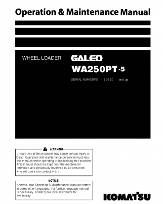 WA250PT-5(JPN) S/N 70570-UP Operation manual (English)