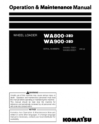 WA900-3(JPN)-E0 S/N 60001-UP Operation manual (English)