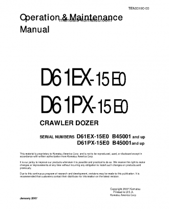 D61PX-15(BRA)-E0 S/N B45001-UP Operation manual (English)