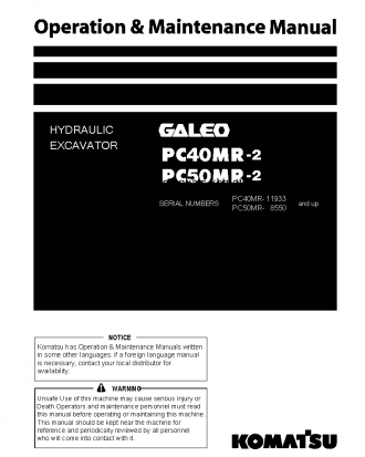 PC50MR-2(JPN)-AS S/N 8550-UP Operation manual (English)
