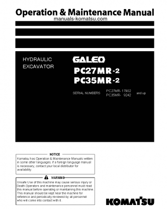 PC35MR-2(JPN)-CAB S/N 9242-UP Operation manual (English)