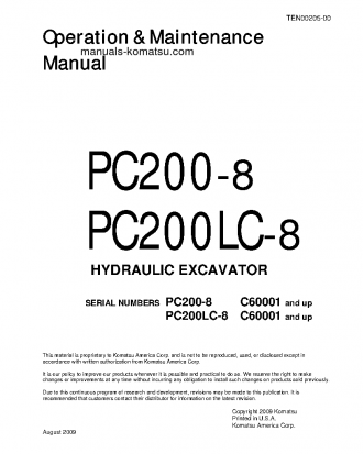 PC200LC-8(THA)-ECOT S/N C60001-UP Operation manual (English)