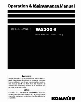 WA200-5(JPN) S/N 68582-69293 Operation manual (English)